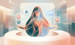 A graphic of a digital receptionist